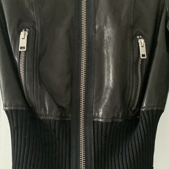 BNWT Diesel L-Lys-B Jacket Leather Jacket Distressed SZ XXS BLACK Hi Neck - Picture 3 of 11
